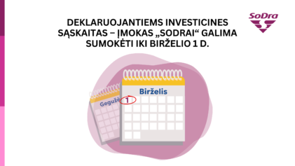 Investicinės sąskaitos deklaravimas: įmokas &bdquo;Sodrai&ldquo; galima sumokėti iki birželio 1 d.